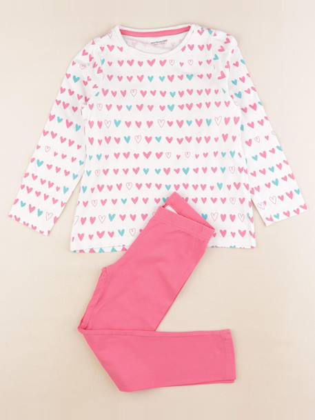 Pyjama coton - 6 ans Blanc, rose 1 - vertbaudet enfant 