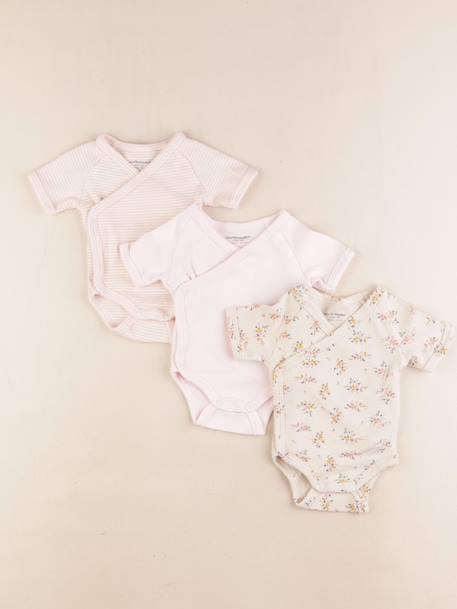 Lot de 3 bodies en coton - 1 mois Beige, rose 1 - vertbaudet enfant 