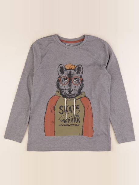 Tee-shirt - 10 ans Gris 1 - vertbaudet enfant 