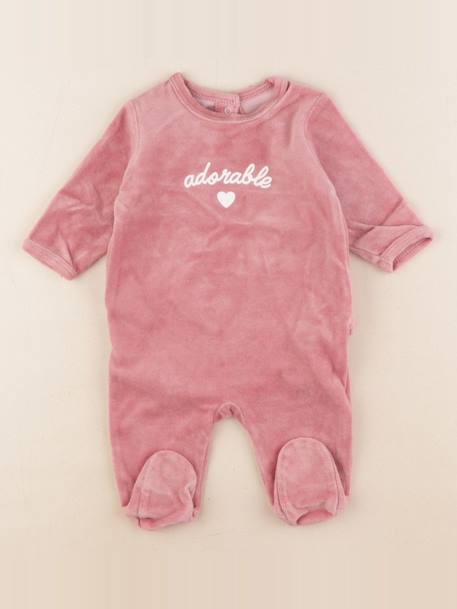 Pyjama velours - 3 mois Rose 1 - vertbaudet enfant 