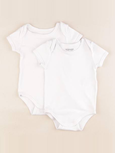 Lot de 2 bodies en coton - 9 mois Blanc 1 - vertbaudet enfant 