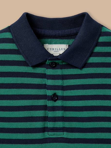 Polo rayé maille piquée garçon Rayure verte 2 - vertbaudet enfant 