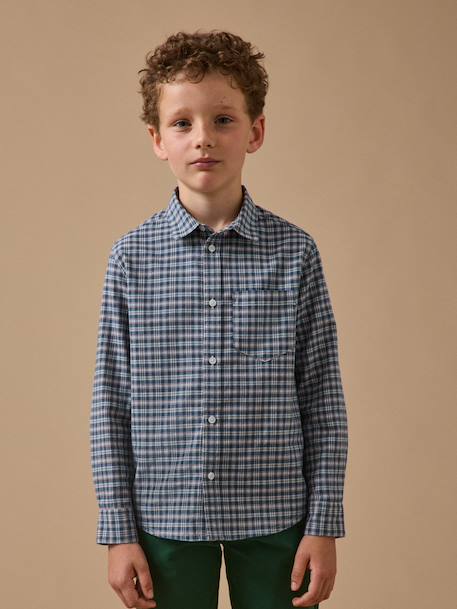 Chemise à carreaux garçon Carreaux bleu 1 - vertbaudet enfant 