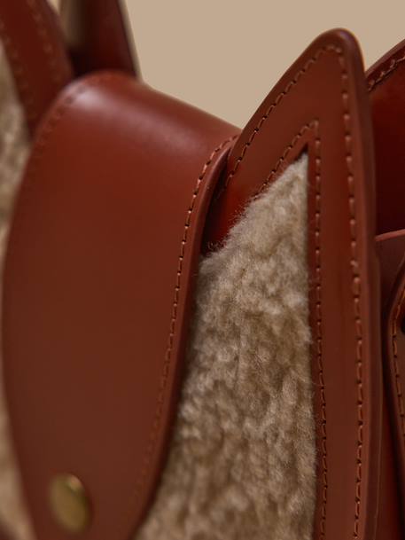 Sac écureuil cuir et sherpa fille Ecru 2 - vertbaudet enfant 