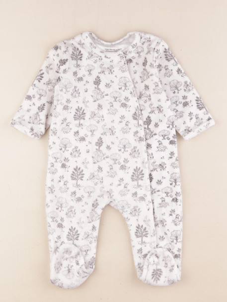 Pyjama velours - 6 mois Blanc, gris 1 - vertbaudet enfant 