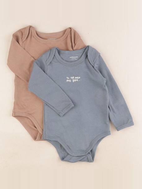 Lot de 2 bodies en coton - 12 mois Bleu, marron 1 - vertbaudet enfant 
