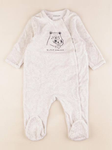 Pyjama velours - 12 mois Beige 1 - vertbaudet enfant 