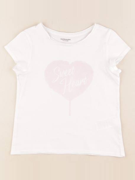 Tee-shirt - 6 ans Blanc, rose 1 - vertbaudet enfant 