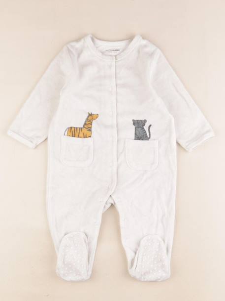 Pyjama velours - 12 mois Blanc 1 - vertbaudet enfant 