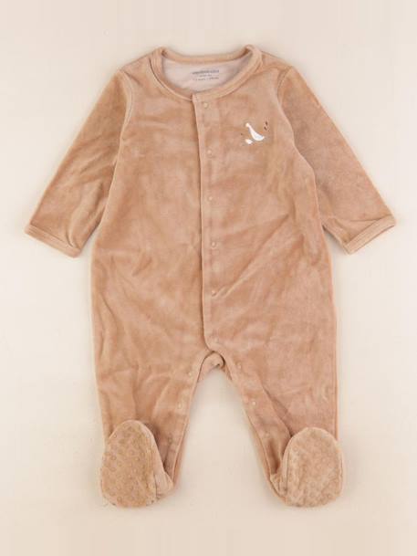 Pyjama velours - 12 mois Marron 1 - vertbaudet enfant 