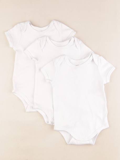 Lot de 3 bodies en coton - 9 mois Blanc 1 - vertbaudet enfant 