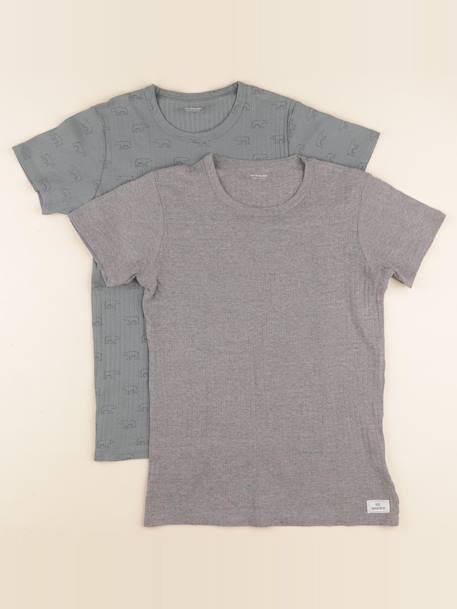 Lot de 2 maillots de corps - 14 ans Gris, vert 1 - vertbaudet enfant 