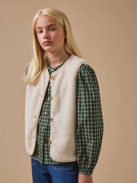 Veste en sherpa - collection junior Bordeaux+Cognac+Ecru+Encre+Vert 11 - vertbaudet enfant 