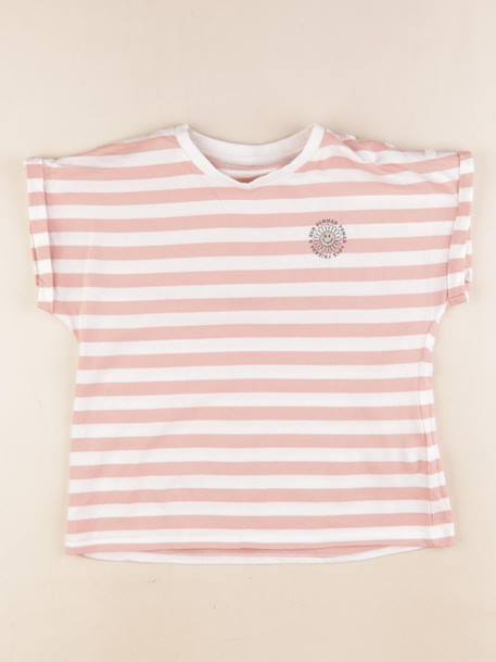 Tee-shirt - 10 ans Blanc, rose 1 - vertbaudet enfant 