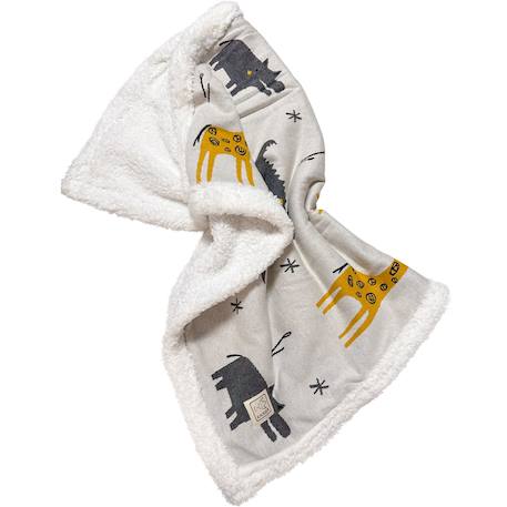 Couverture zoo en tricot et polaire (80 x 100 cm) Beige, jaune, gris 5 - vertbaudet enfant 