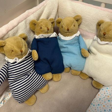 Doudou avec hochet ours marinière Bleu, blanc, marron 6 - vertbaudet enfant 