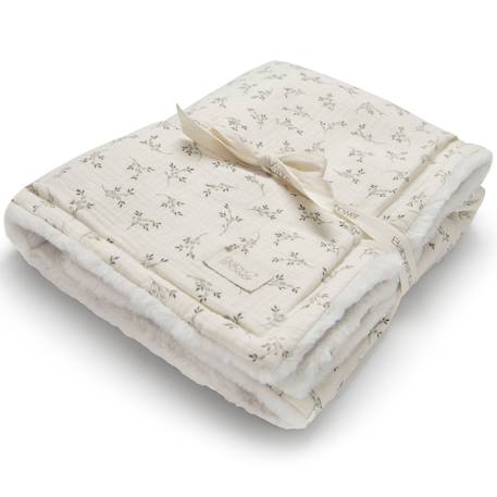 Couverture polaire olive bloom (110 x 80 cm) Ecru, vert 2 - vertbaudet enfant 