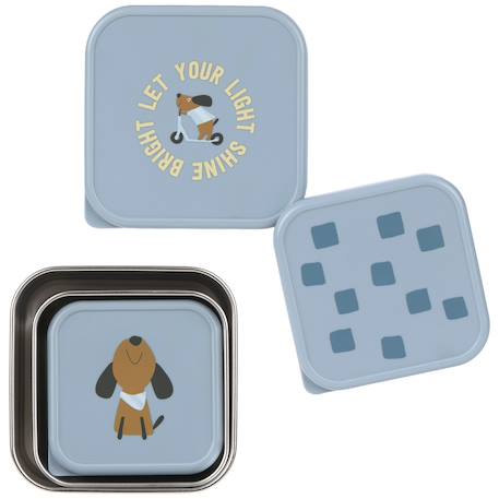 Lot de 3 petites boîtes à goûter inox pattern part Blue 3 - vertbaudet enfant 