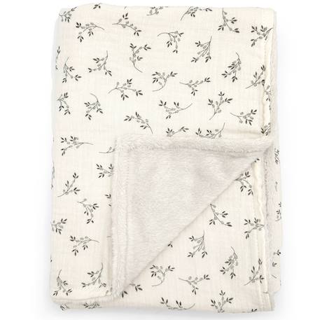 Couverture polaire olive bloom (110 x 80 cm) Ecru, vert 1 - vertbaudet enfant 