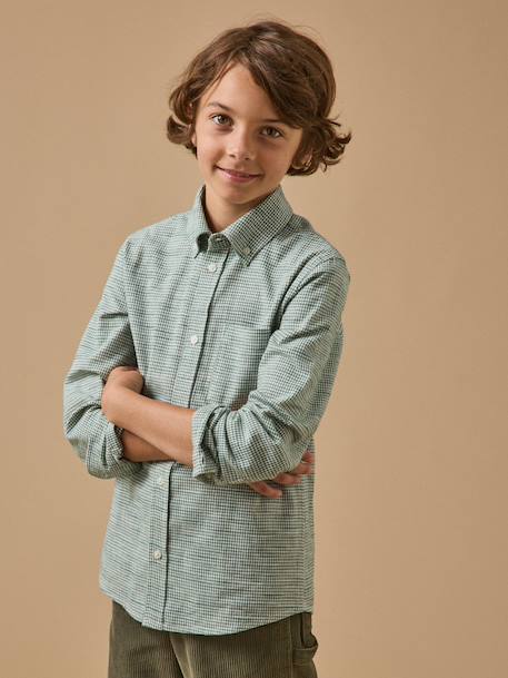 Chemise garçon vichy Bleu+Vert 11 - vertbaudet enfant 