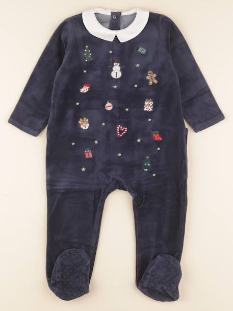 Pyjama velours - 2 ans Bleu 1 - vertbaudet enfant 