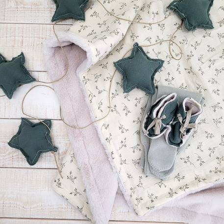 Couverture polaire olive bloom (110 x 80 cm) Ecru, vert 4 - vertbaudet enfant 