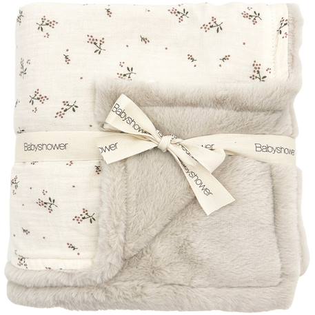 Couverture polaire roseberry (110 x 80 cm) Ecru, vert, rose 1 - vertbaudet enfant 