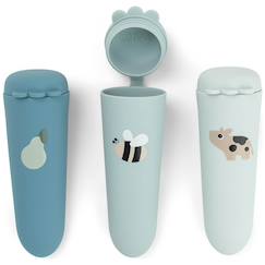 Puériculture-Repas-Robot de cuisine et accessoires-Lot de 3 moules à glace silicone dotti bleu