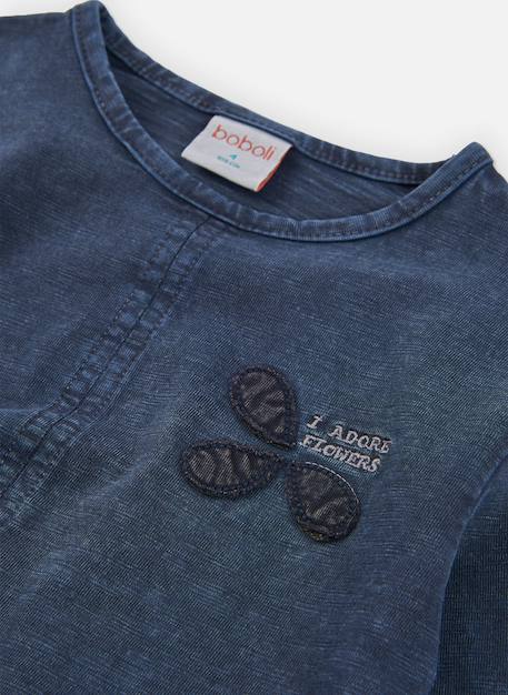 T-shirt fille en maille broderie fleurs Bleu 3 - vertbaudet enfant 