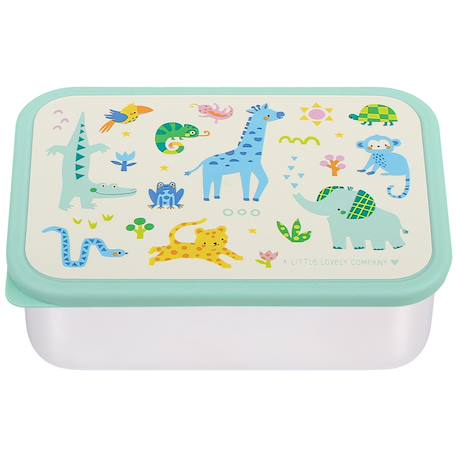 Lunch box en acier inoxydable jungle Blanc, vert, bleu 2 - vertbaudet enfant 