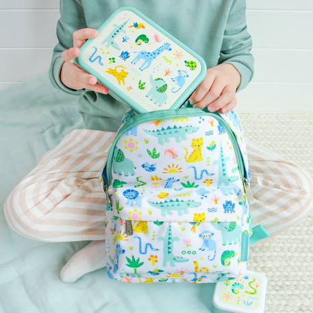 Lunch box en acier inoxydable jungle Blanc, vert, bleu 5 - vertbaudet enfant 