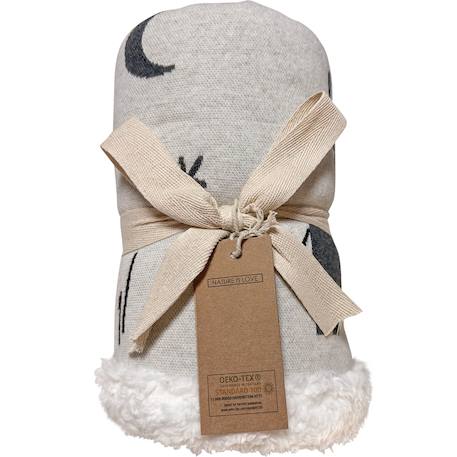 Couverture zoo en tricot et polaire (80 x 100 cm) Beige, jaune, gris 2 - vertbaudet enfant 