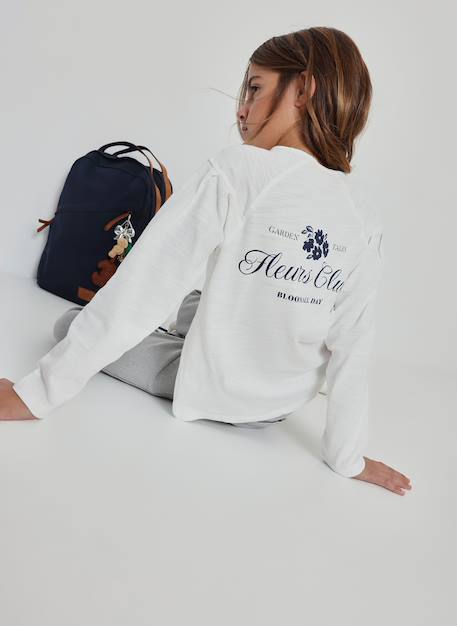 T-shirt fille en maille imprimé fleurs Blanc 2 - vertbaudet enfant 