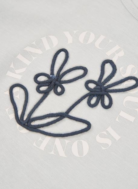 T-shirt fille en maille avec fleurs brodées Gris 3 - vertbaudet enfant 