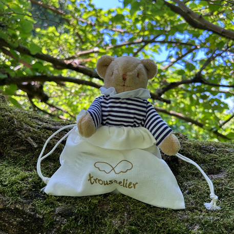 Doudou avec hochet ours marinière Bleu, blanc, marron 5 - vertbaudet enfant 