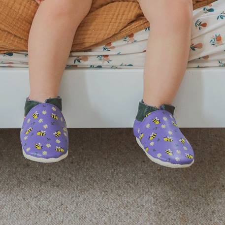 Chaussons cuir bébé mireille les abeilles Violet 3 - vertbaudet enfant 