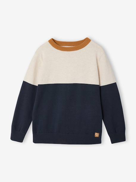 Pull col rond garçon personnalisable marine 1 - vertbaudet enfant 