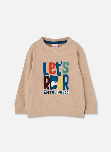 Sweat-shirt garçon maille imprimé lettres Beige 2 - vertbaudet enfant 