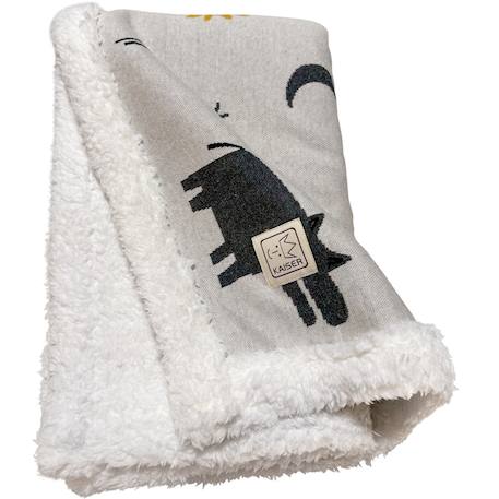 Couverture zoo en tricot et polaire (80 x 100 cm) Beige, jaune, gris 1 - vertbaudet enfant 