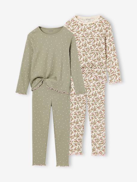 Lot de 2 pyjamas fille vert sauge 1 - vertbaudet enfant 