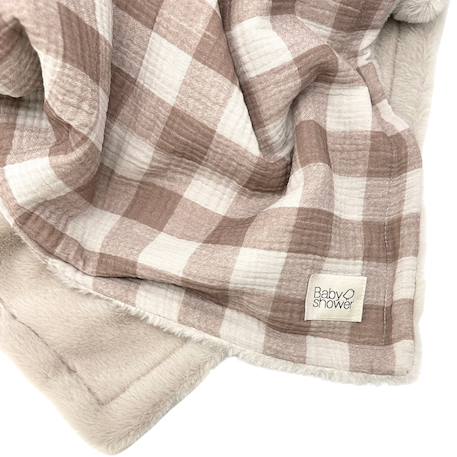 Couverture polaire vichy caramel (110 x 80 cm) Ecru, marron 2 - vertbaudet enfant 
