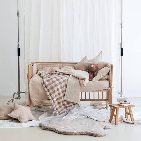 Couverture polaire vichy caramel (110 x 80 cm) Ecru, marron 3 - vertbaudet enfant 