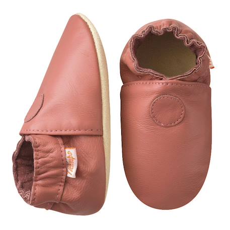 Chaussons bébé cuir souple uni Rose 2 - vertbaudet enfant 
