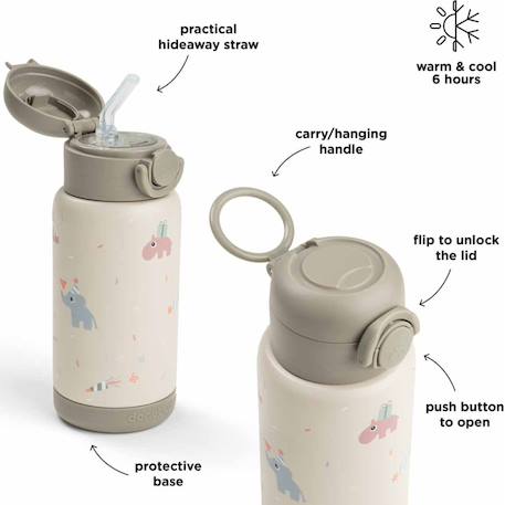 Gourde à paille isotherme tiny farm bleu (340 ml) Bleu+Rose+Sable 15 - vertbaudet enfant 