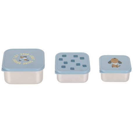 Lot de 3 petites boîtes à goûter inox pattern part Blue 2 - vertbaudet enfant 