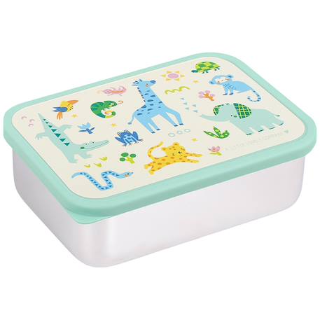 Lunch box en acier inoxydable jungle Blanc, vert, bleu 1 - vertbaudet enfant 