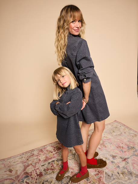Robe imprimée fille denim gris 1 - vertbaudet enfant 