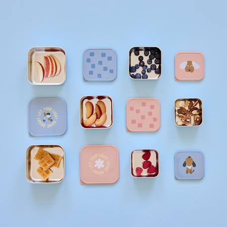 Lot de 3 petites boîtes à goûter inox pattern part Blue 5 - vertbaudet enfant 