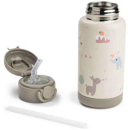 Gourde à paille isotherme tiny farm bleu (340 ml) Bleu+Rose+Sable 14 - vertbaudet enfant 