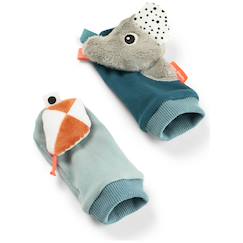 Jouet-Paire de chaussettes à hochet playground bleu